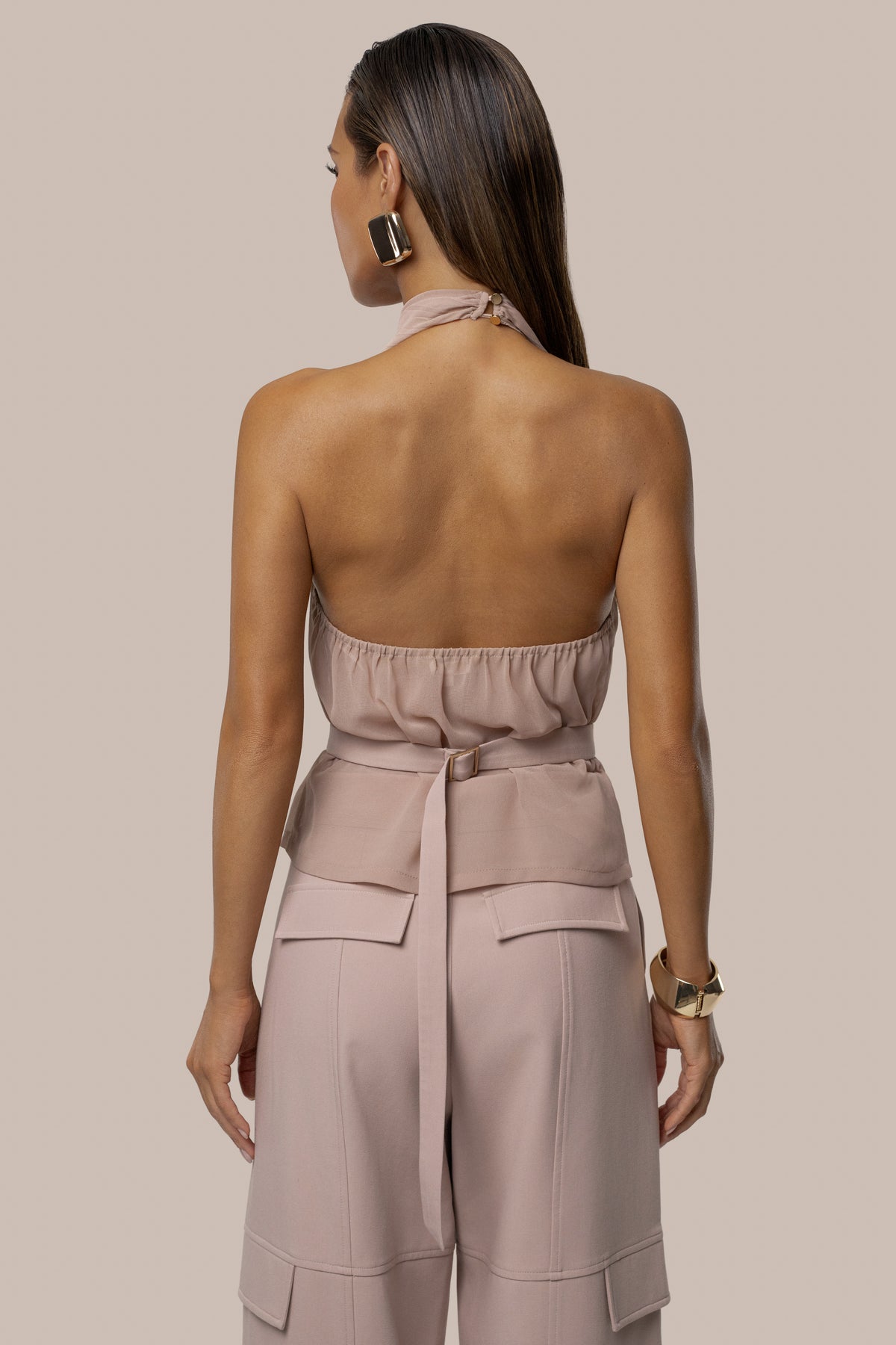 Mauve Uptown Chiffon Halter Top - JLUXLABEL