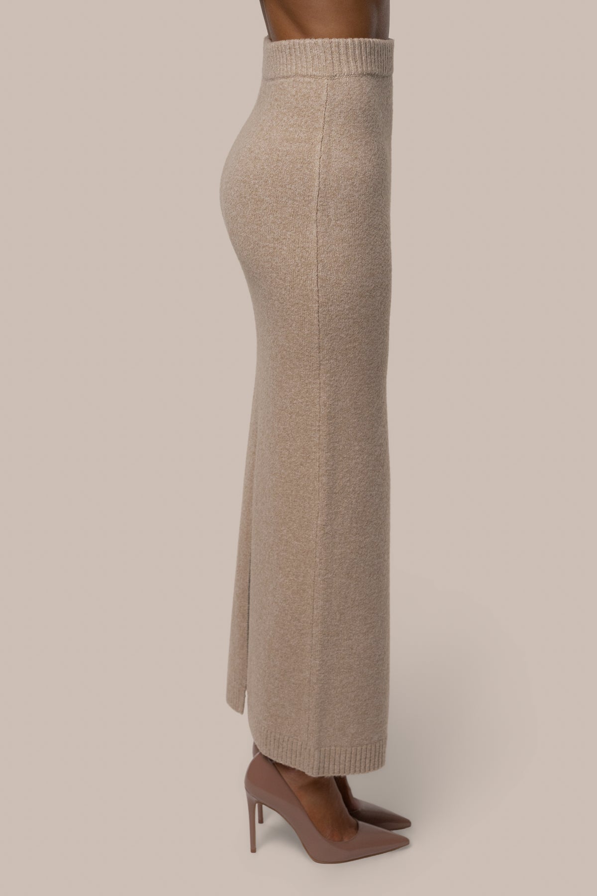 Heather Beige Raven Knit Skirt Set - JLUXLABEL
