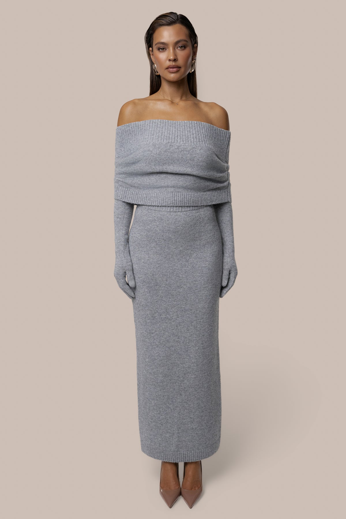 Heather Grey Raven Knit Skirt Set - JLUXLABEL