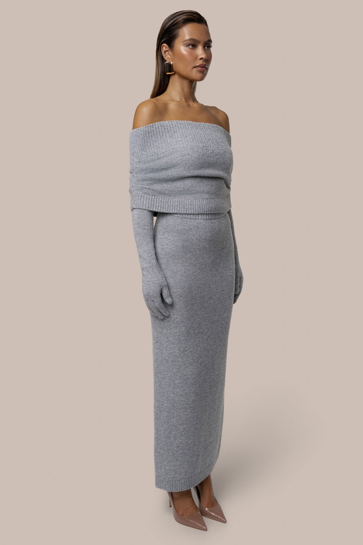 Heather Grey Raven Knit Skirt Set - JLUXLABEL