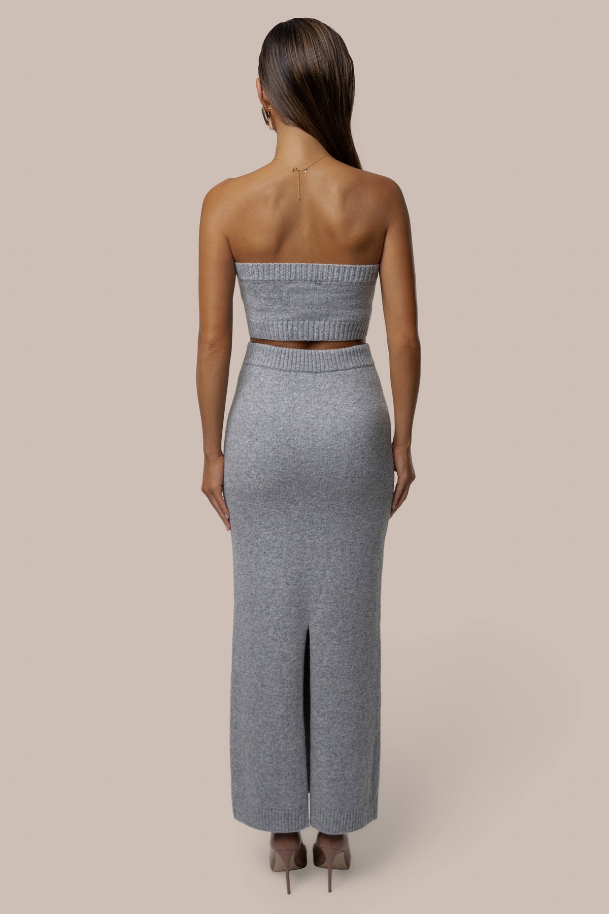 Heather Grey Raven Knit Skirt Set - JLUXLABEL