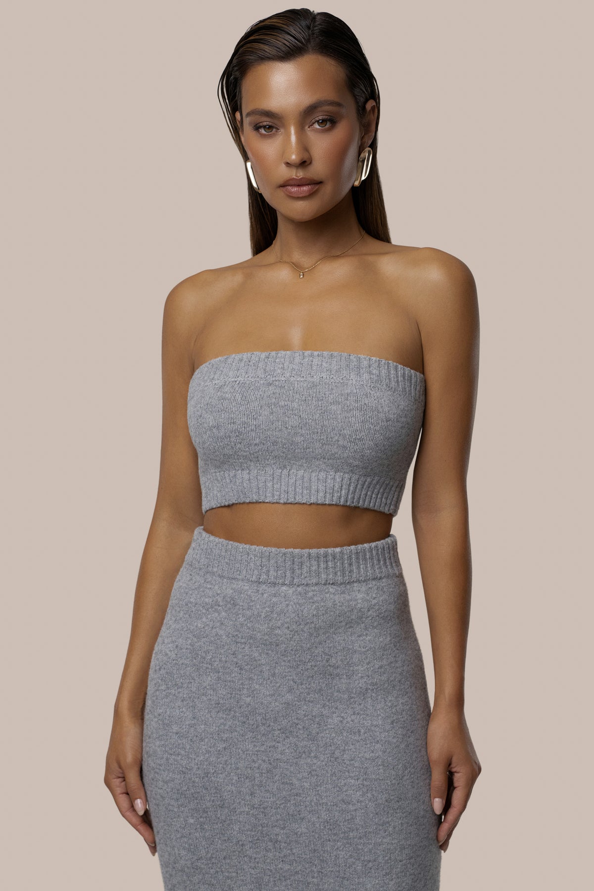 Heather Grey Raven Knit Skirt Set - JLUXLABEL