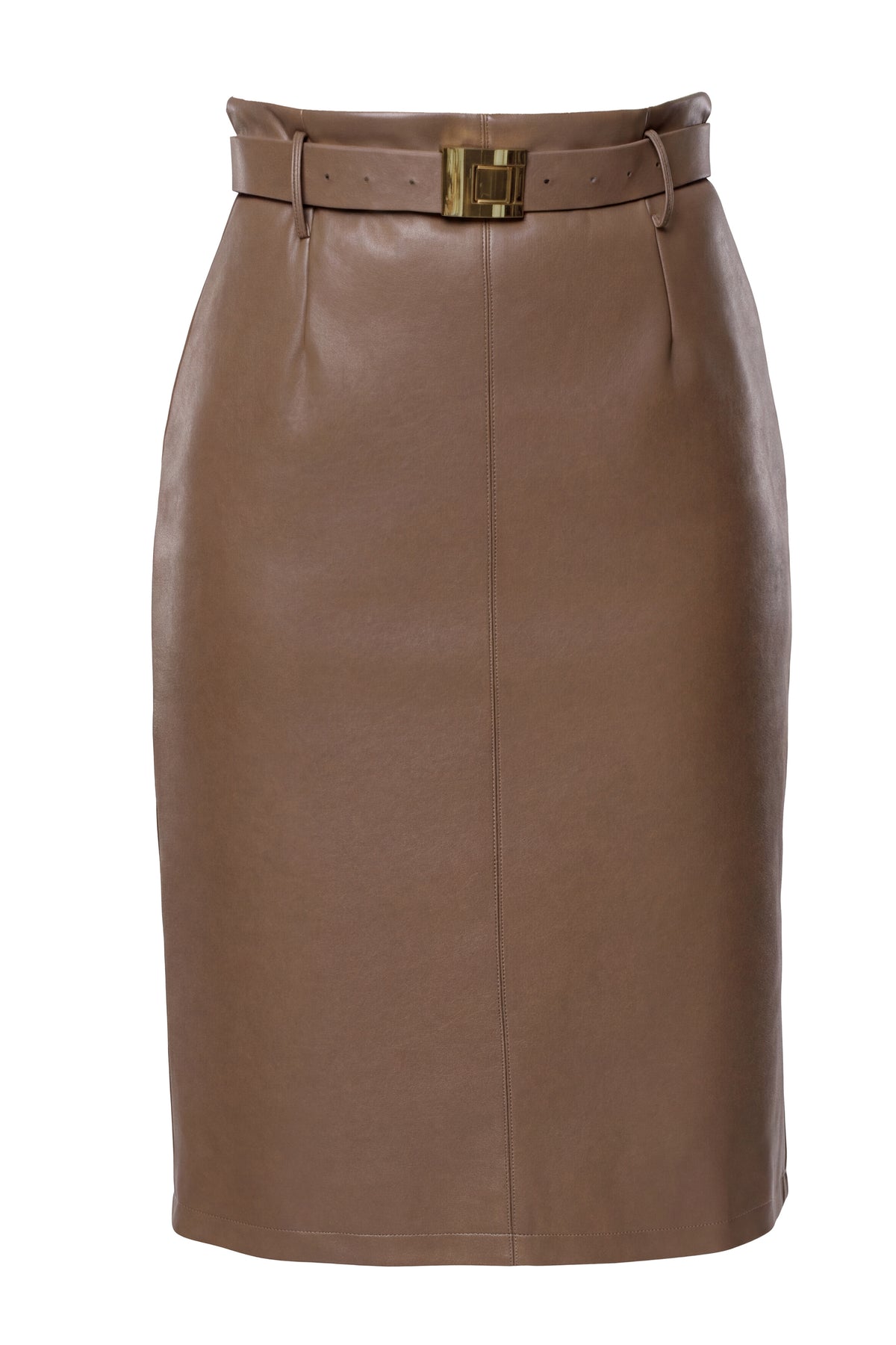Taupe Belted Gia Midi Skirt