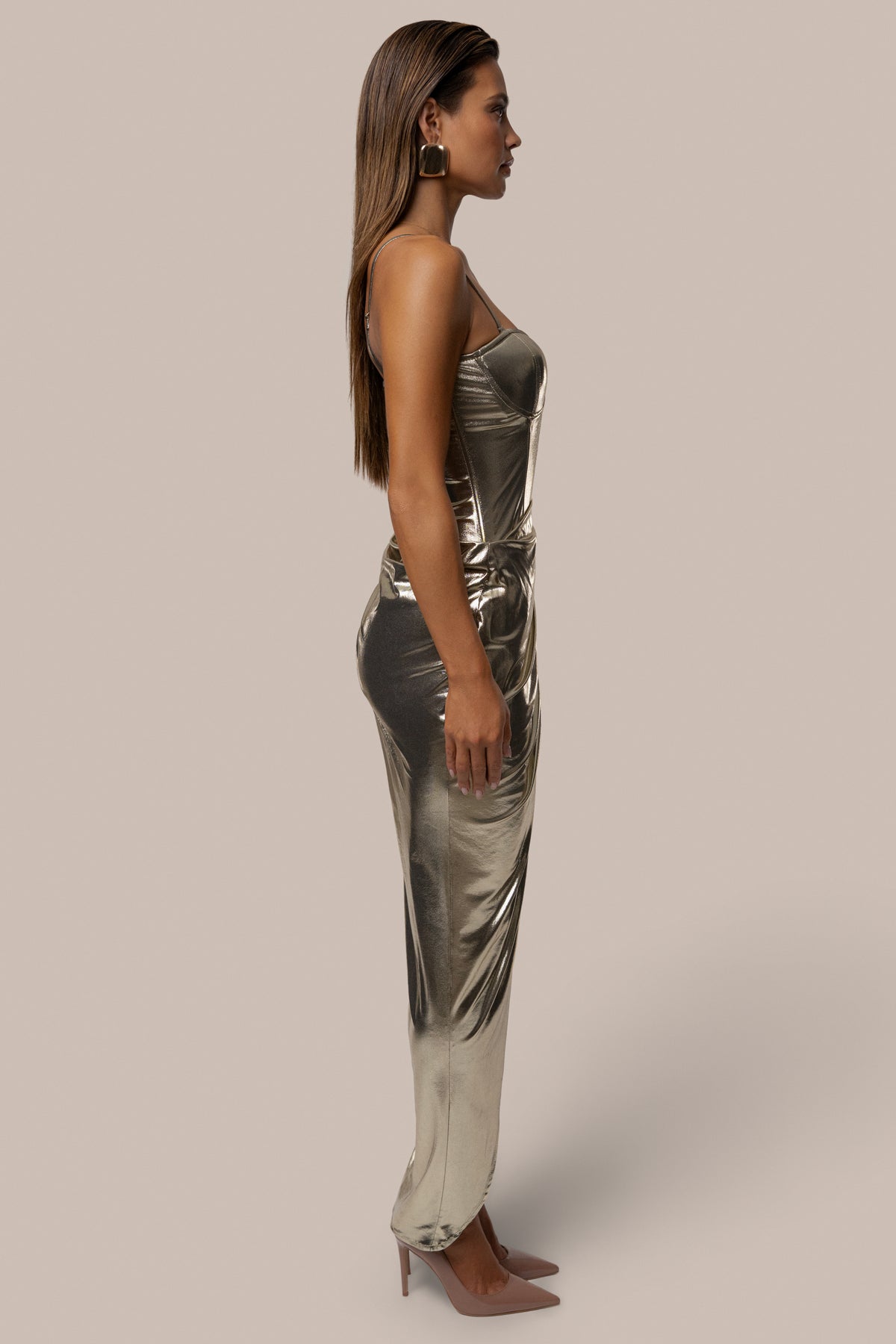 Gold Midnight Feelings Metallic Dress - JLUXLABEL