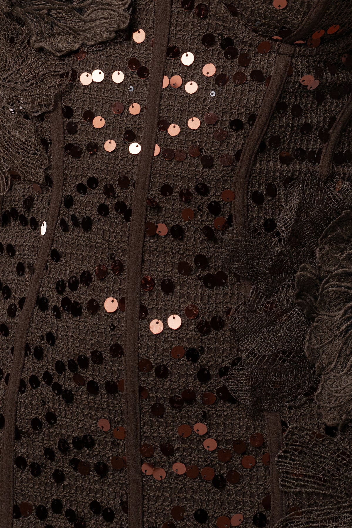 Brown Veil Of Petals Midi Dress - JLUXLABEL