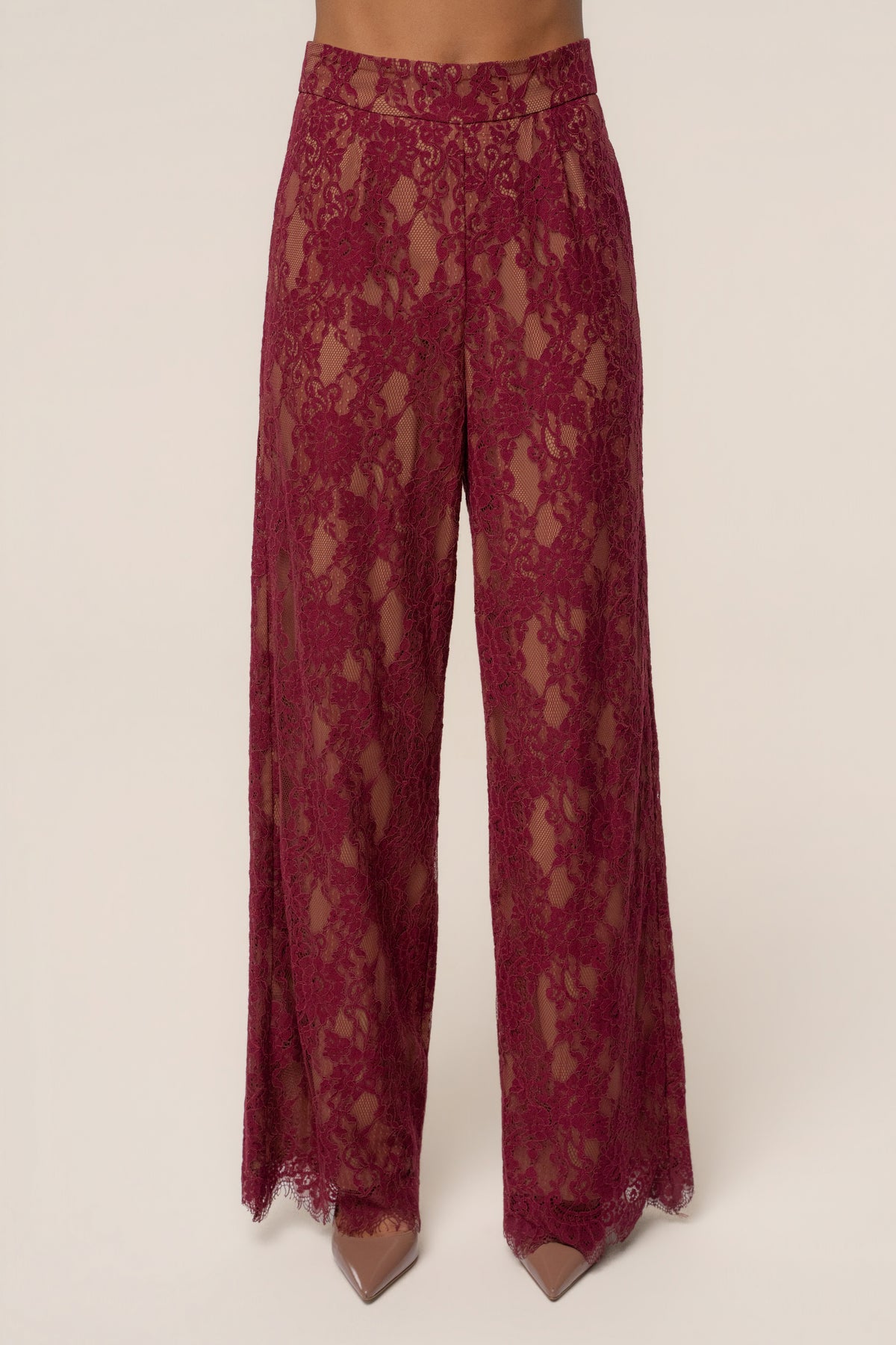 Burgundy Forever Crush Lace Pant - JLUXLABEL