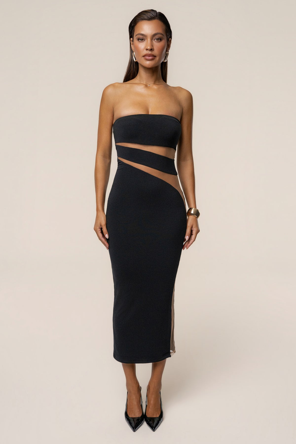 Black Unpredictable Midi Dress - JLUXLABEL