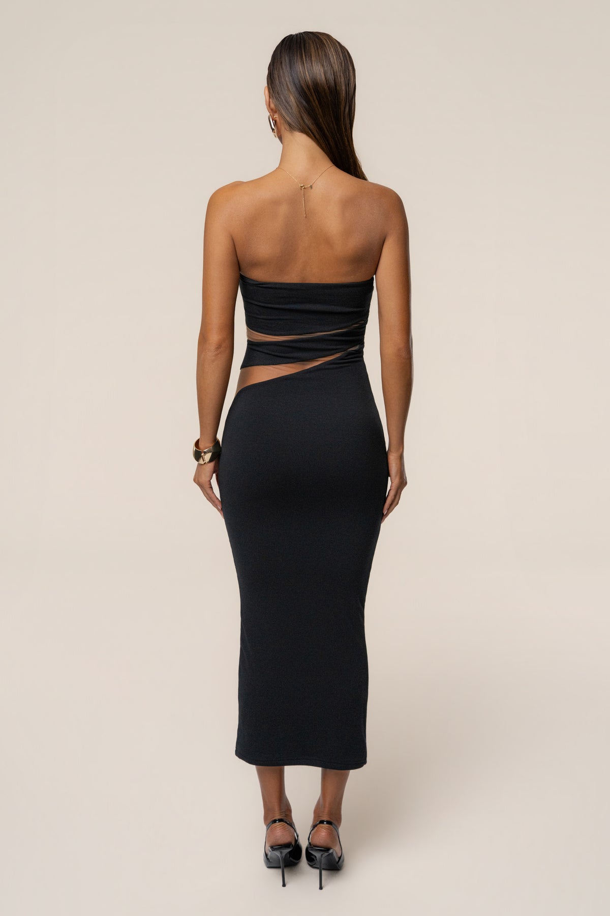 Black Unpredictable Midi Dress - JLUXLABEL