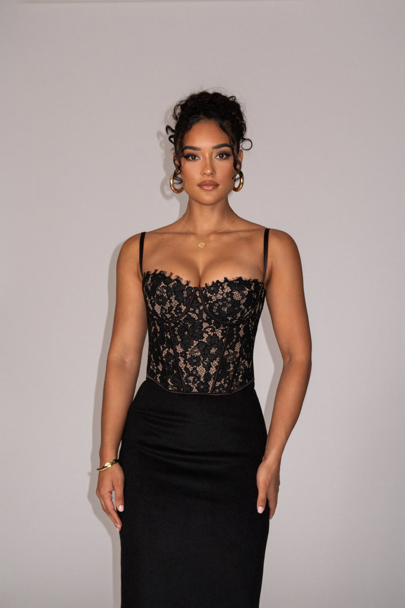 Top Bustier en Dentelle Grecia Noir