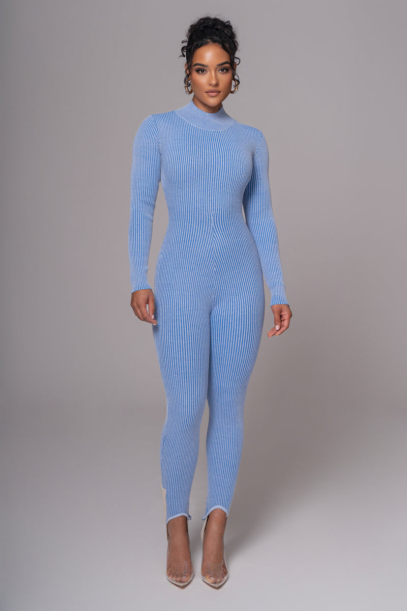 Blue In Control Stirrup Jumpsuit