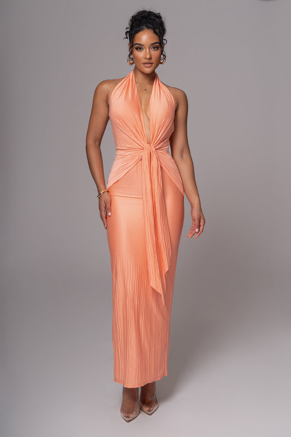 Peach Under The Moonlight Drape Dress