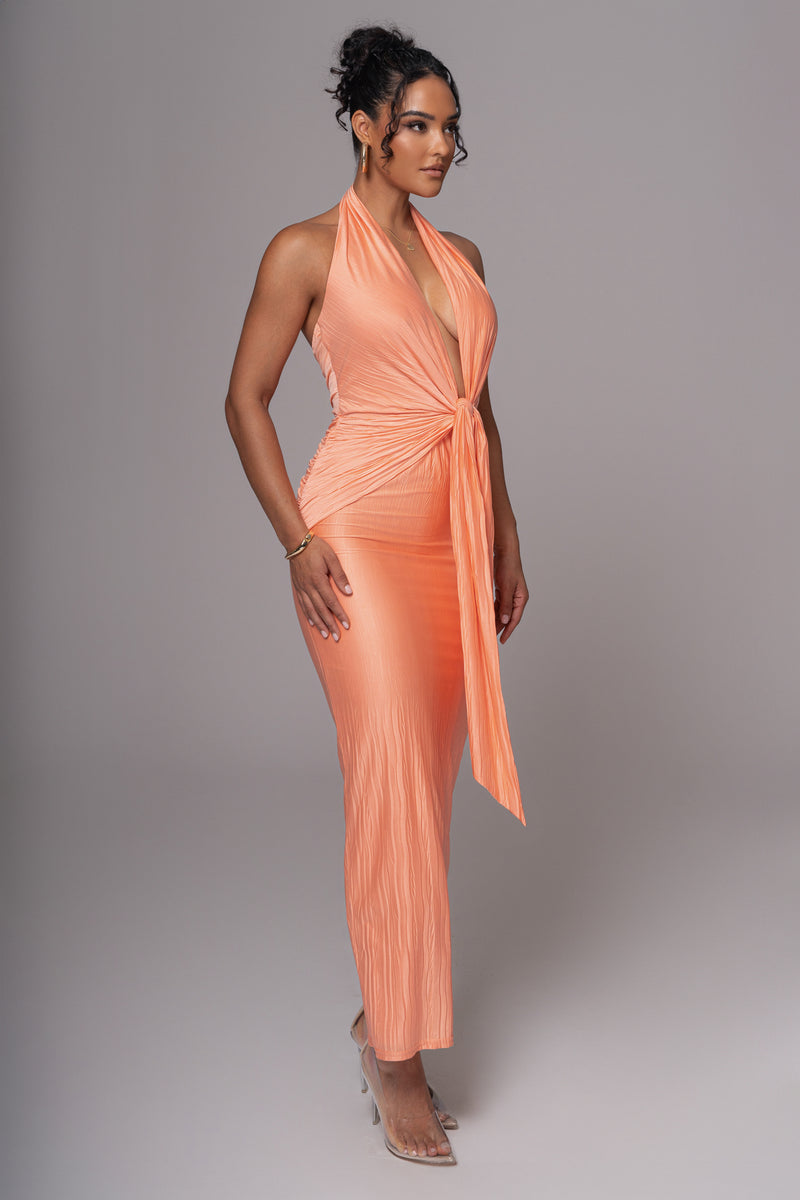 Peach Under The Moonlight Drape Dress