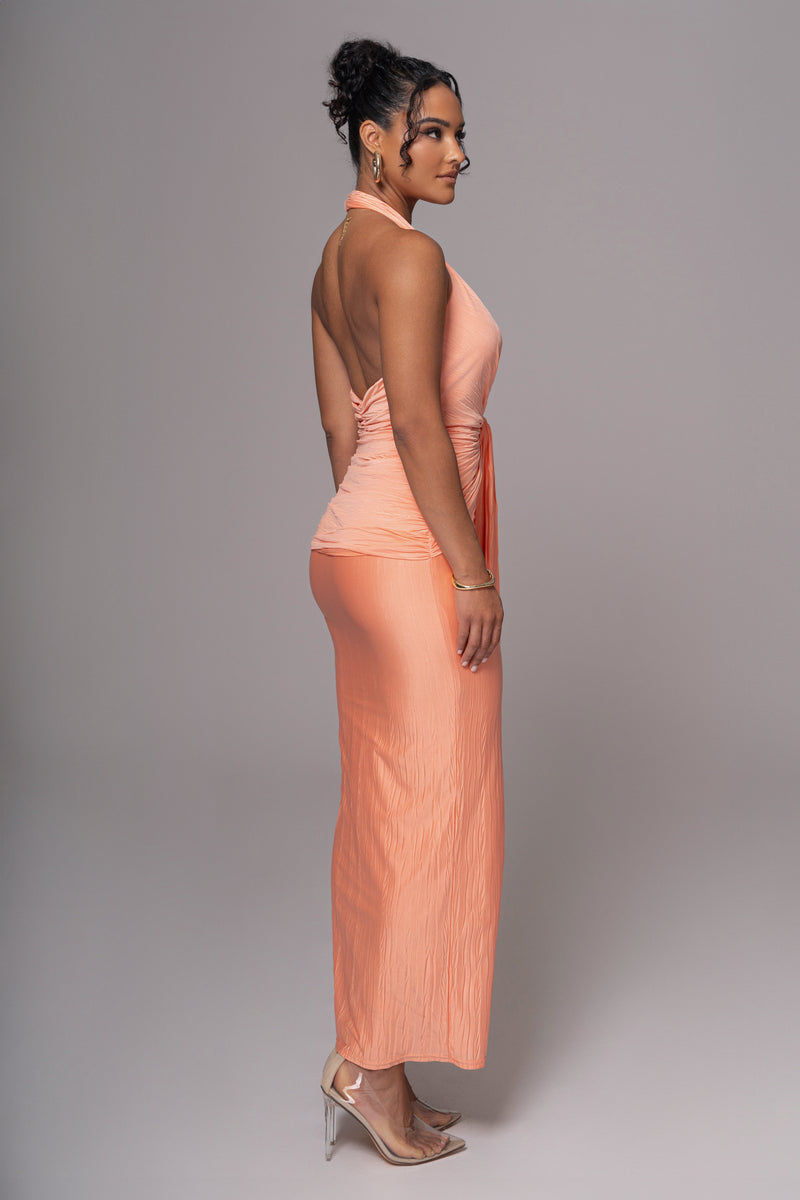 Peach Under The Moonlight Drape Dress