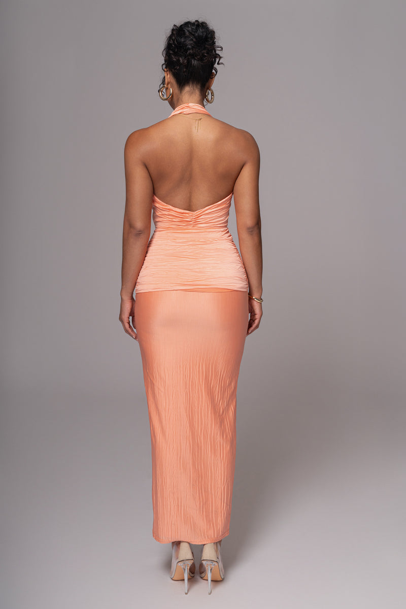 Peach Under The Moonlight Drape Dress