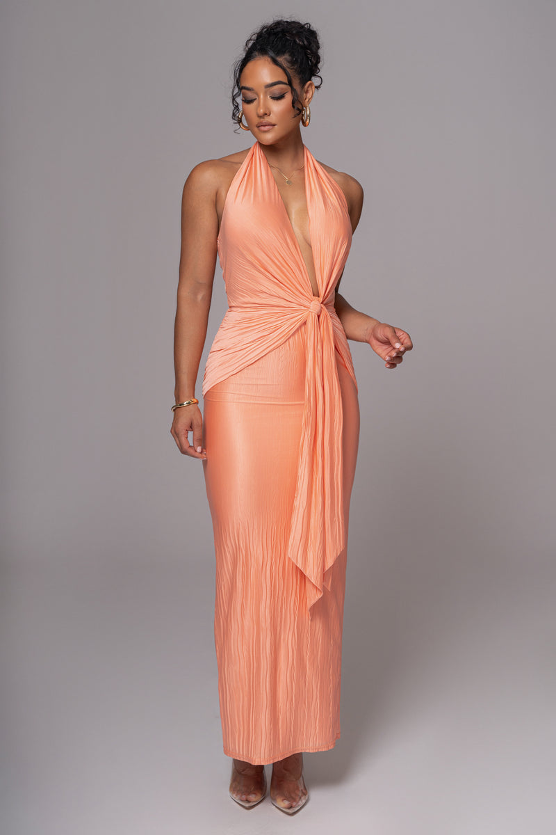 Peach Under The Moonlight Drape Dress