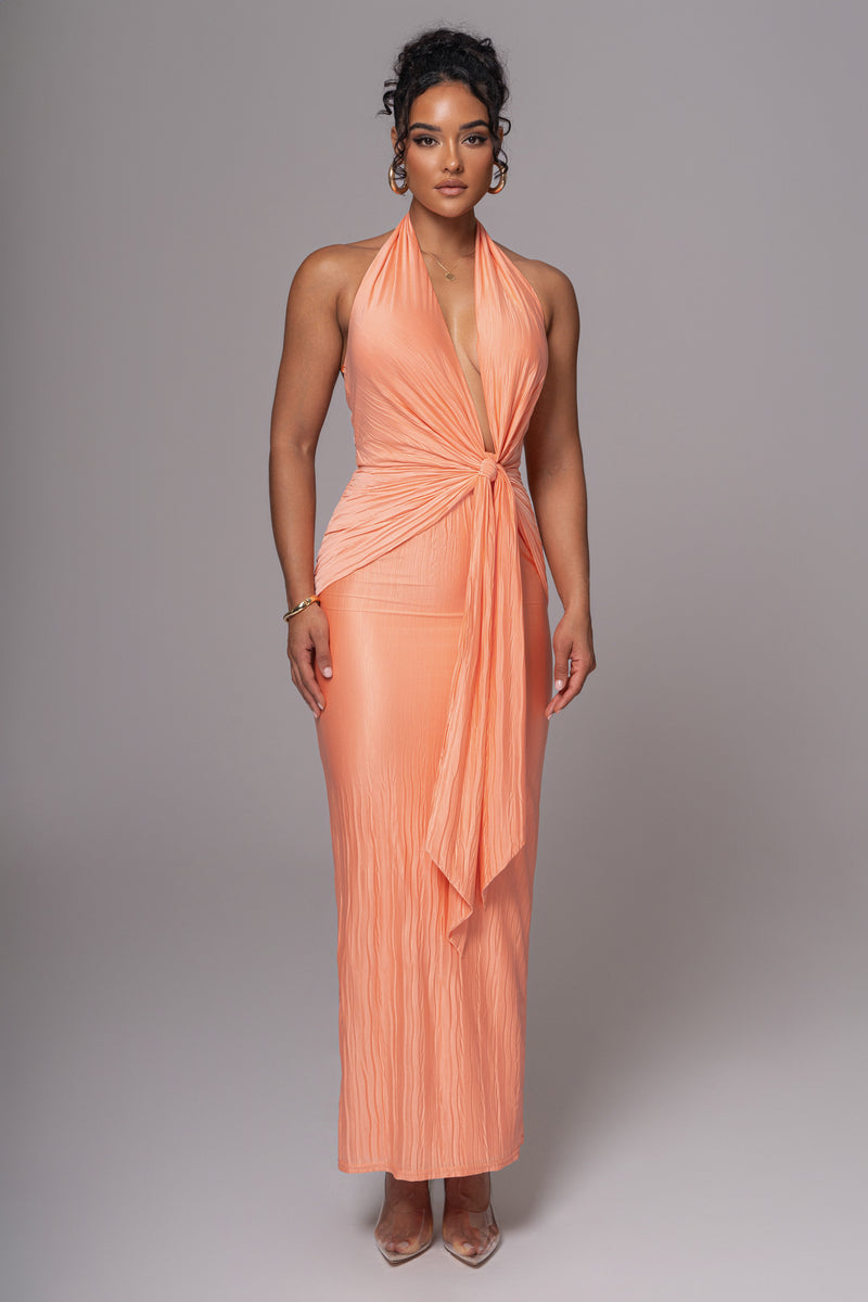 Peach Under The Moonlight Drape Dress