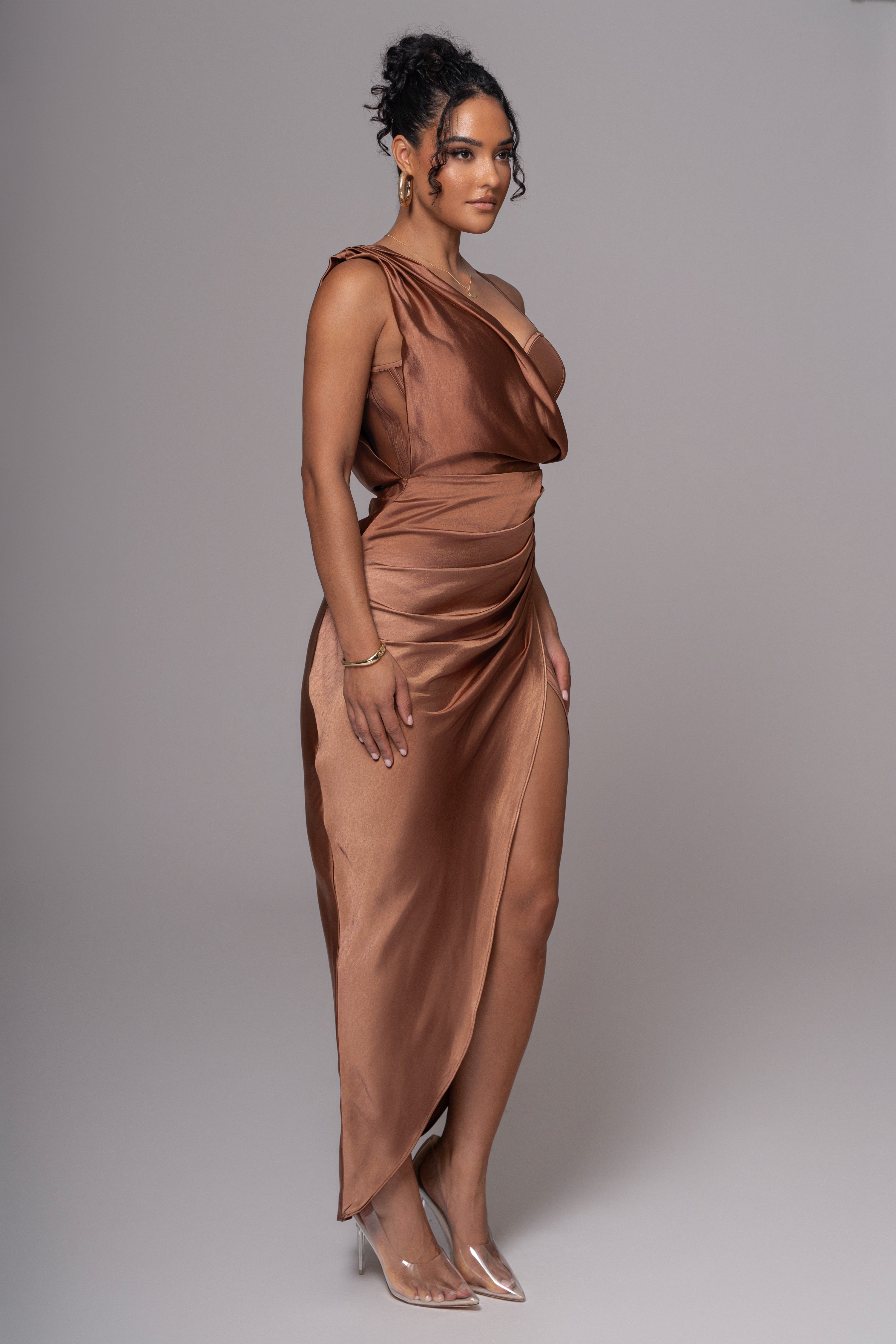 Chocolate Anastacia Drape Maxi Dress