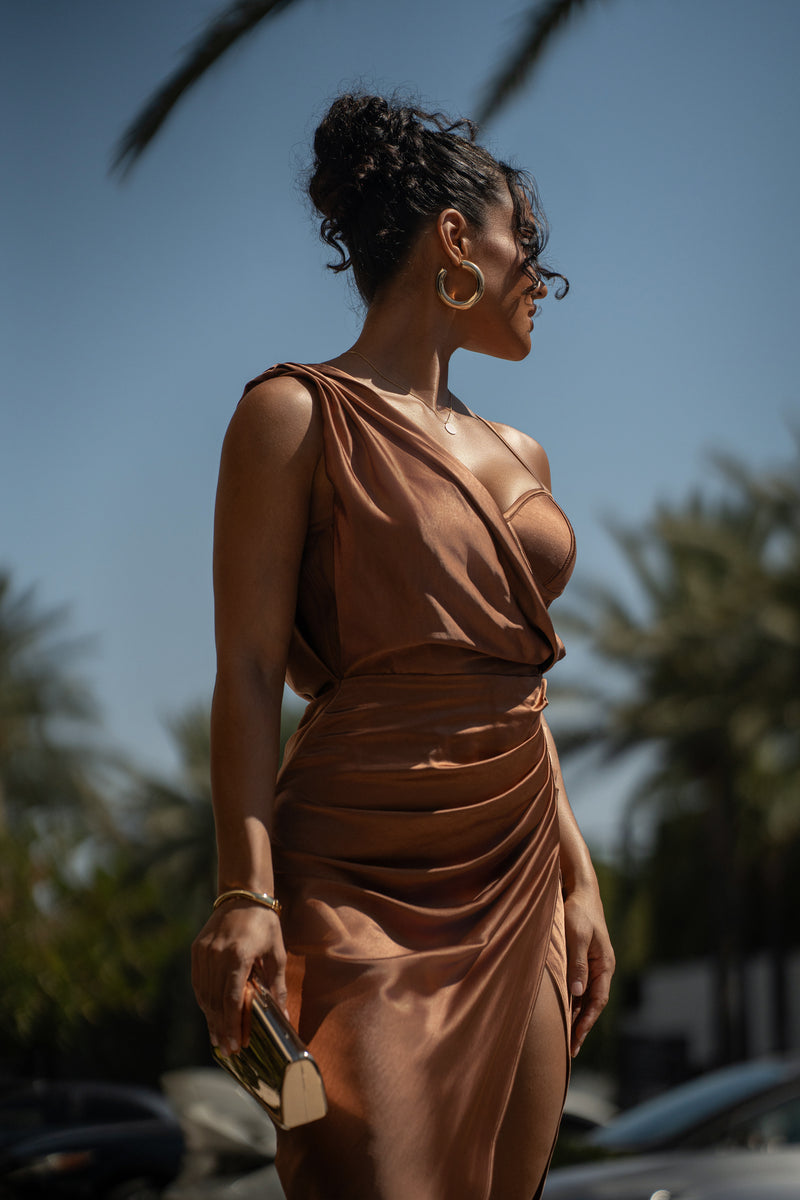 Chocolate Anastacia Drape Maxi Dress