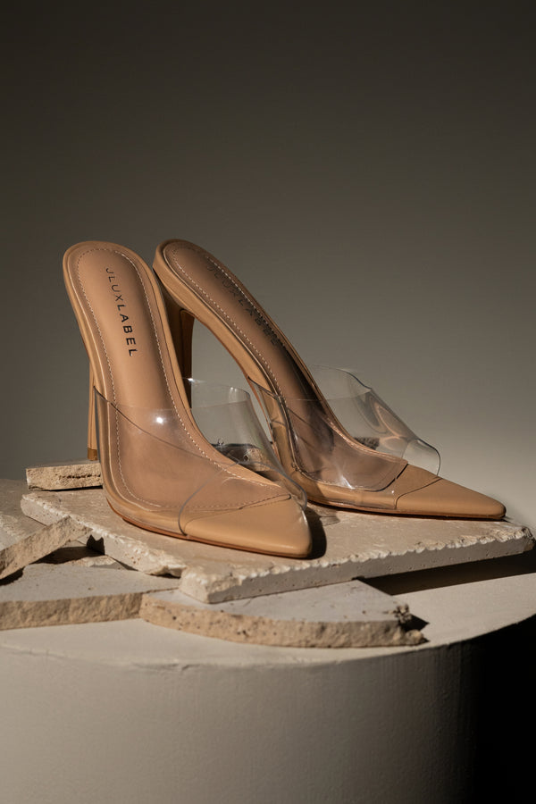 Beige Adora Clear Strap Heel