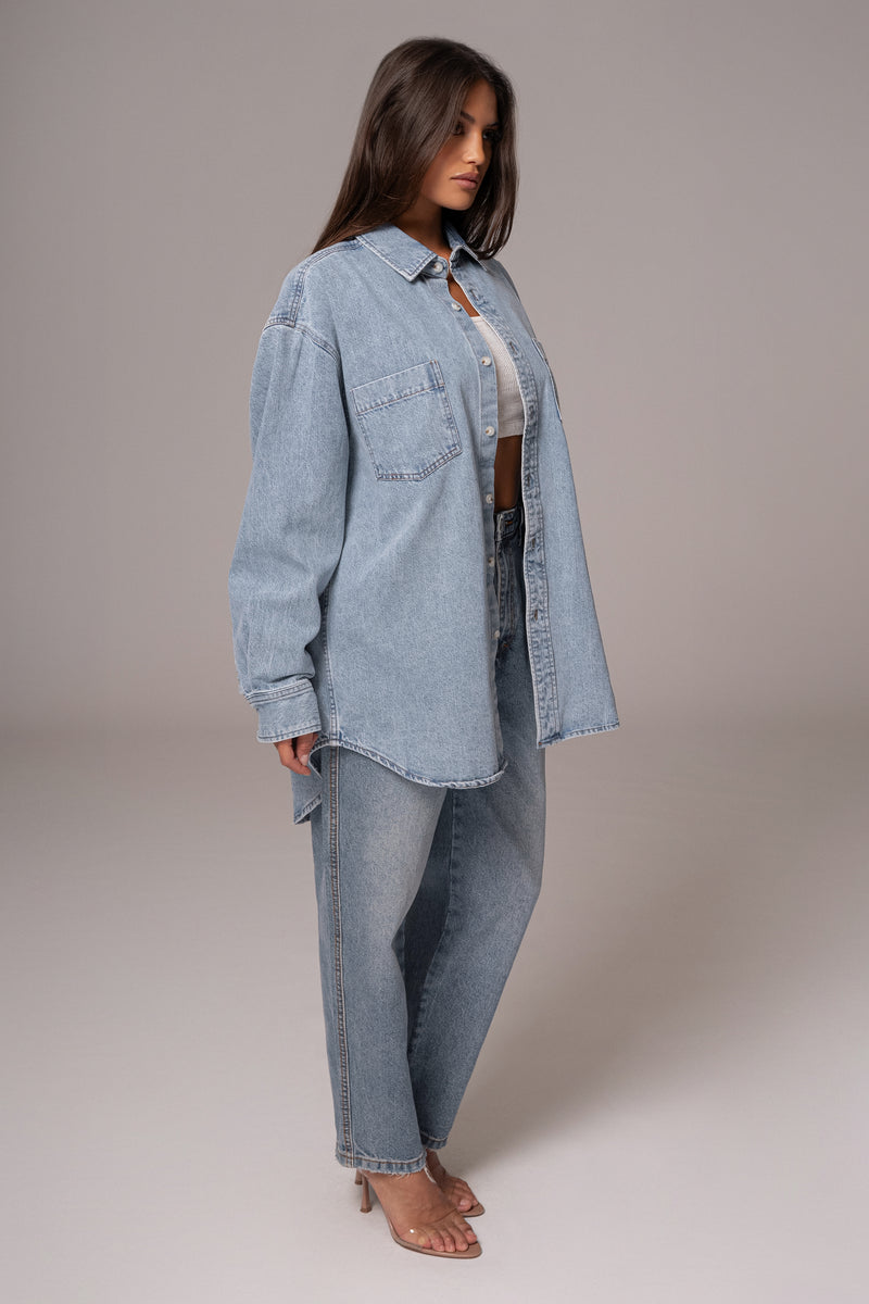 Light Wash Denim Brandi Oversized Button Up