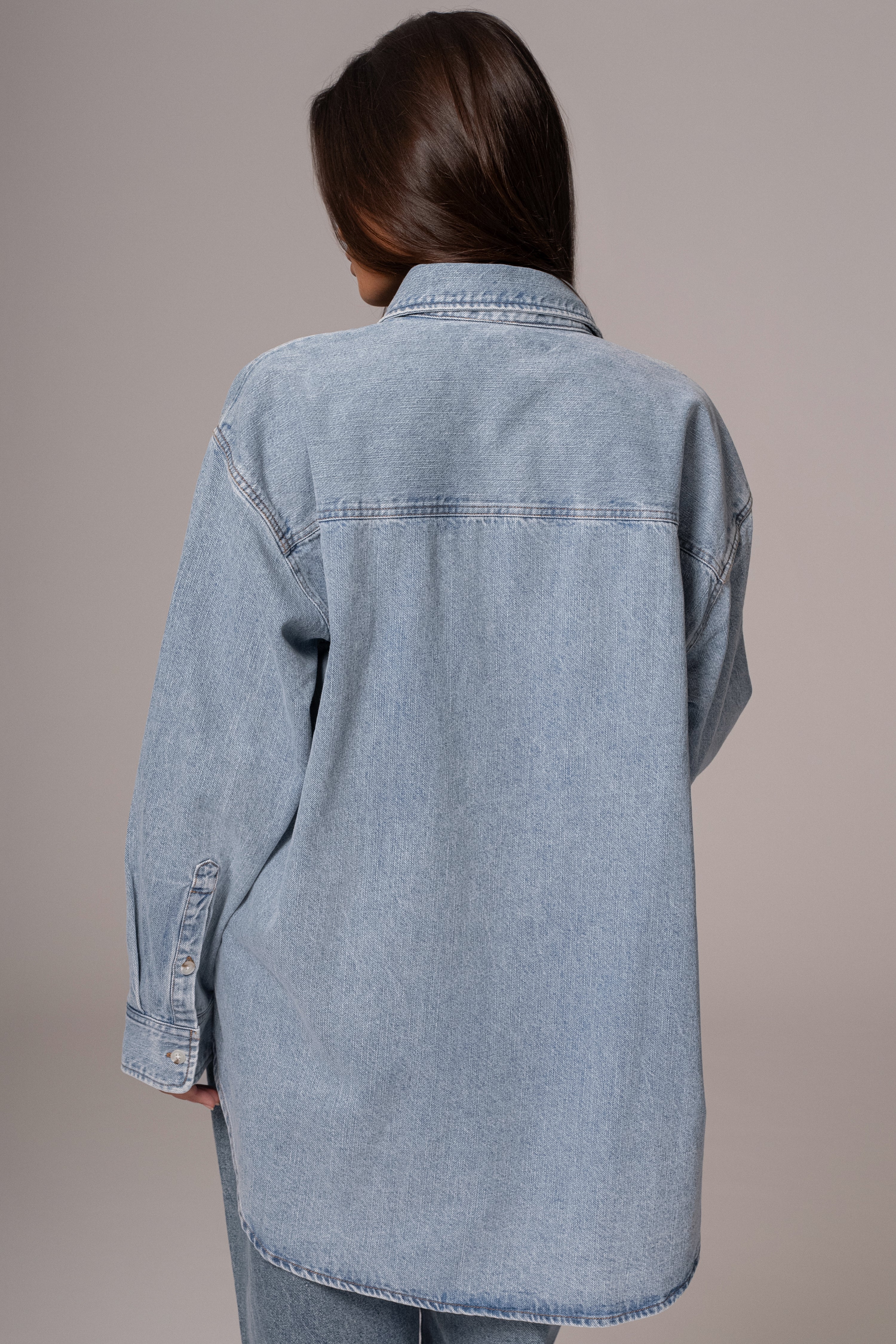 Light Wash Denim Brandi Oversized Button Up