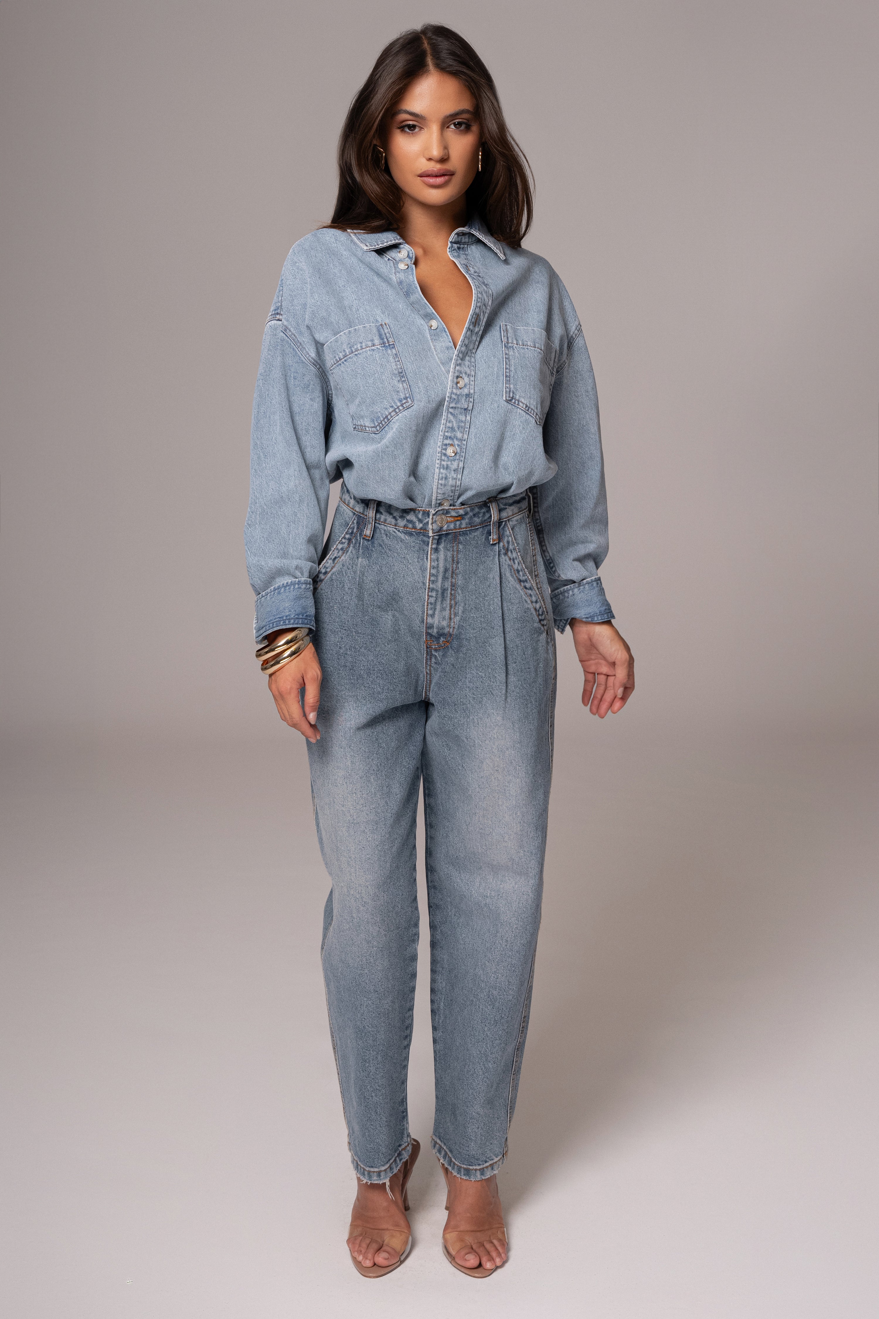 Light Wash Denim Brandi Oversized Button Up