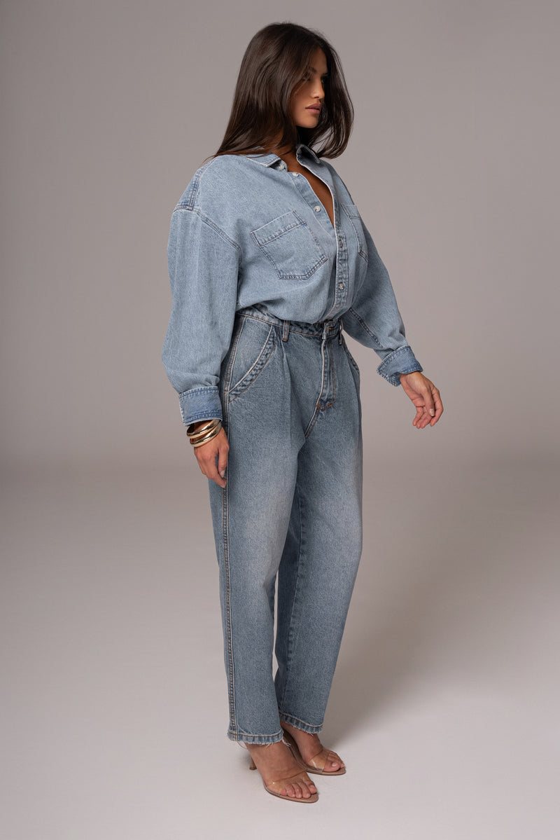 Light Wash Denim Brandi Oversized Button Up