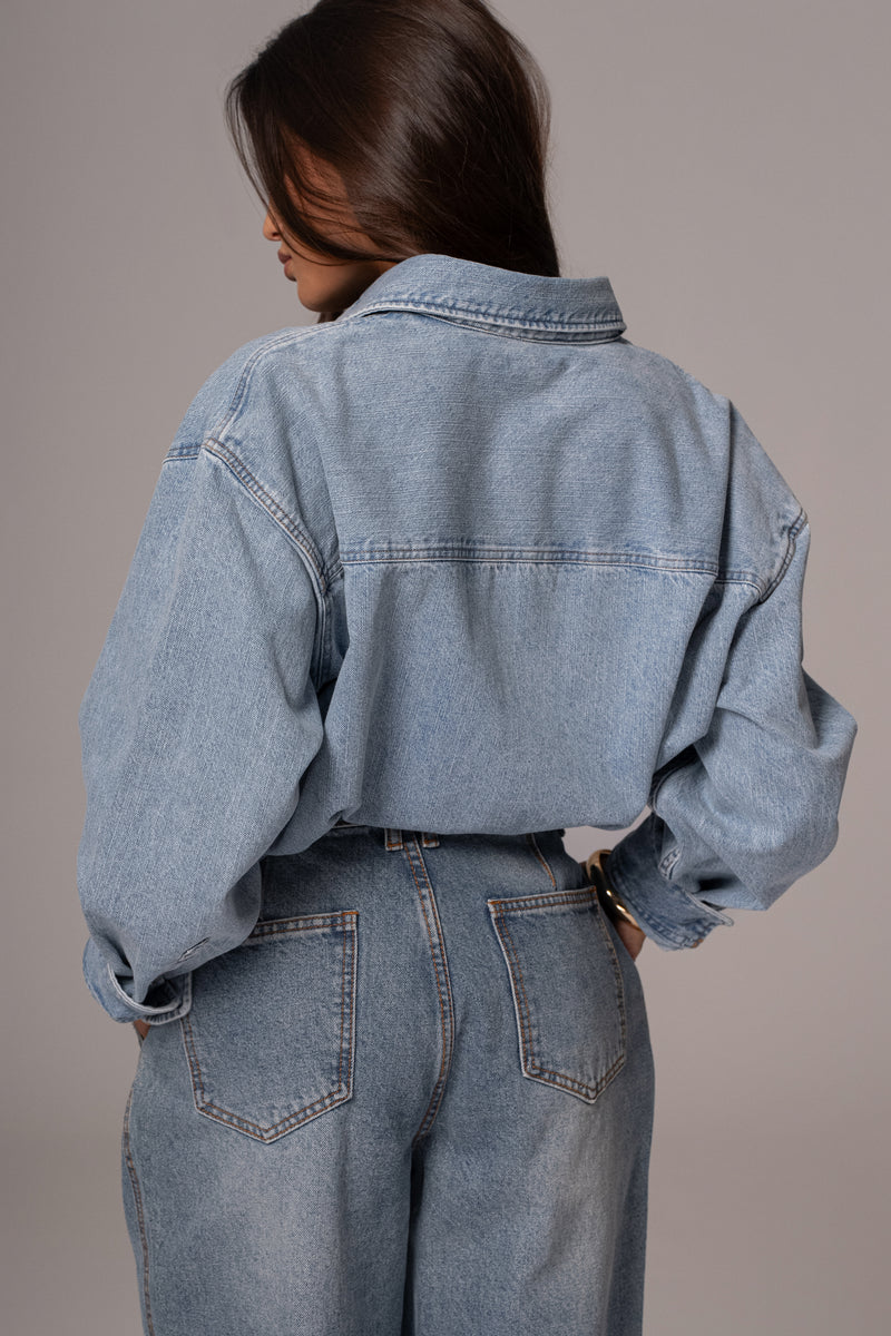 Light Wash Denim Brandi Oversized Button Up