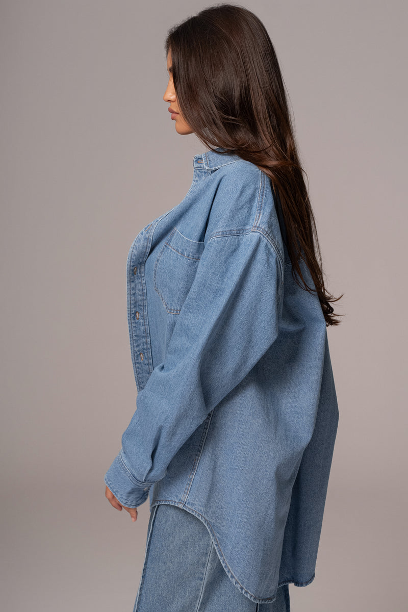 Denim Brandi Oversized Boutonné Lavage Moyen