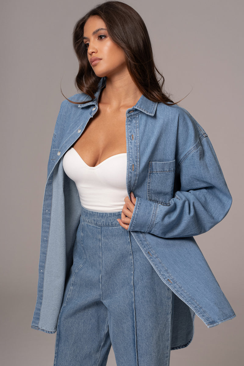 Denim Brandi Oversized Boutonné Lavage Moyen