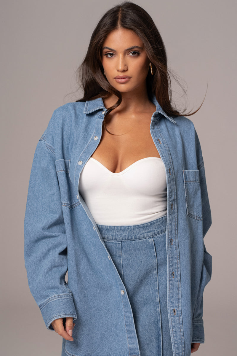 Denim Brandi Oversized Boutonné Lavage Moyen