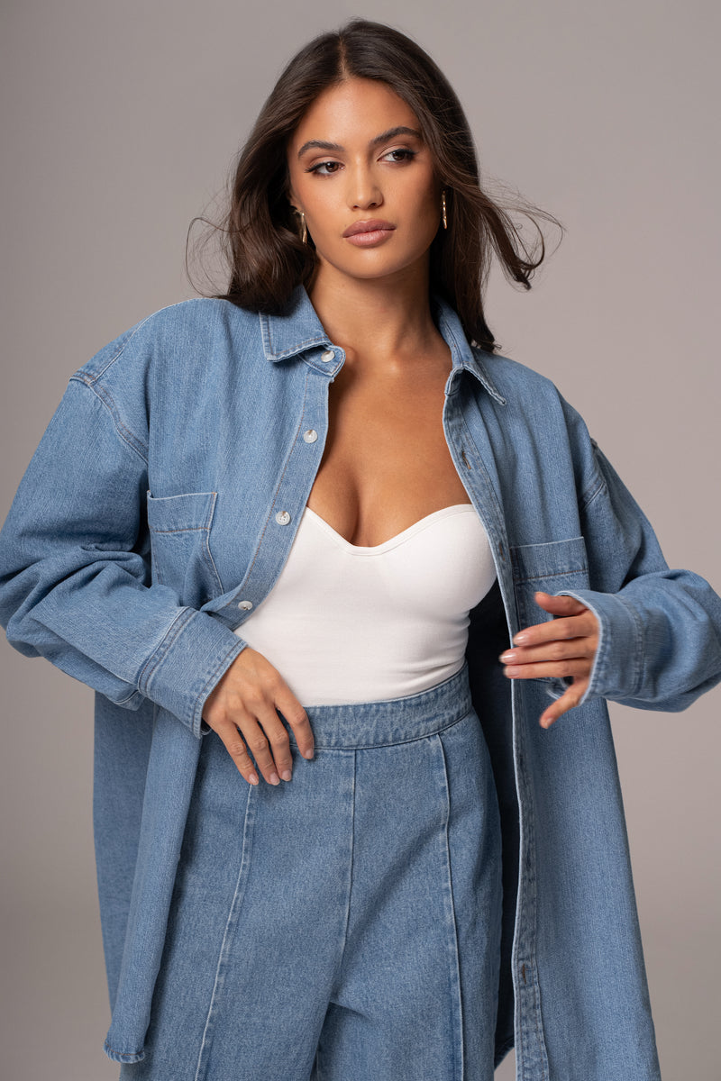 Denim Brandi Oversized Boutonné Lavage Moyen