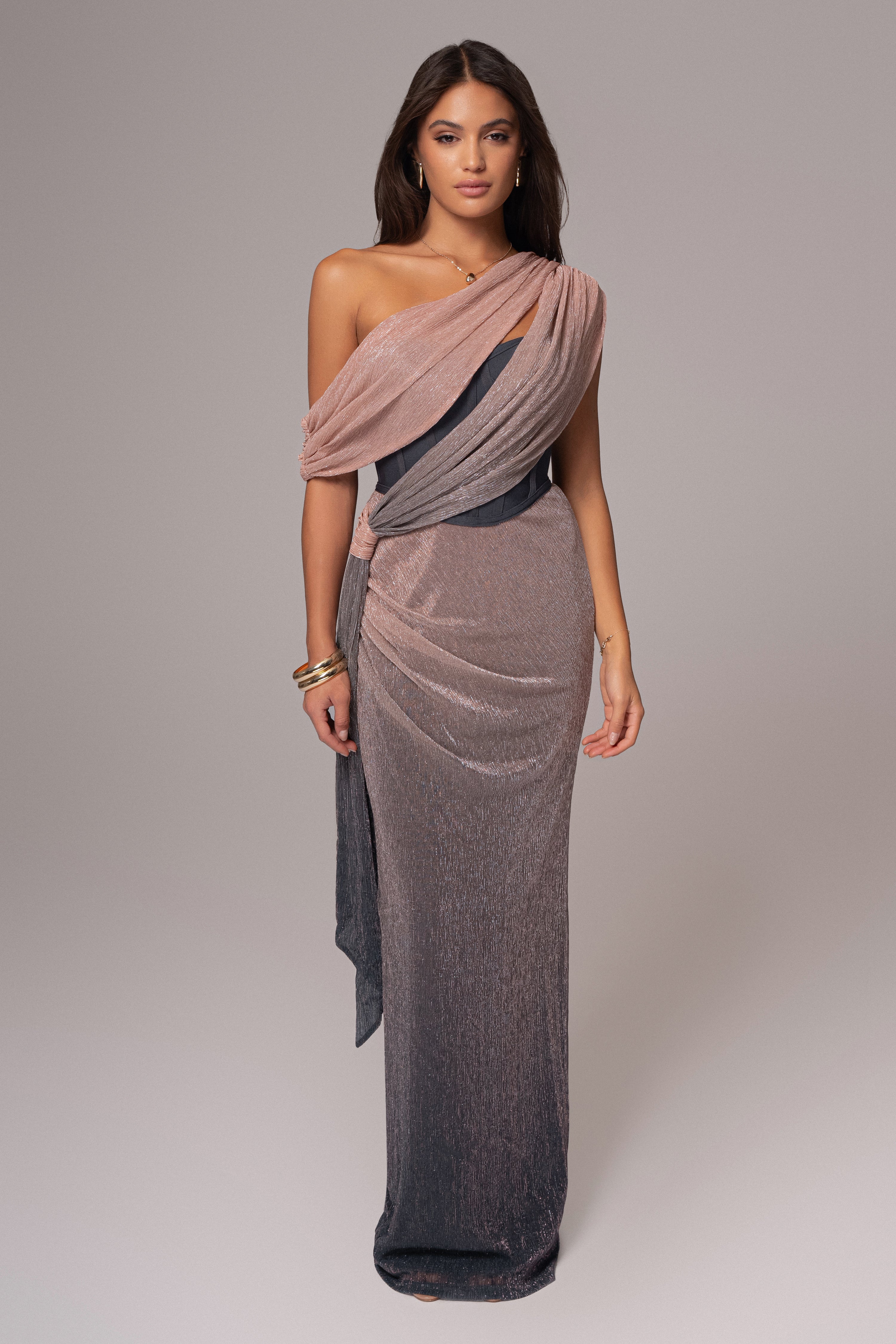 Pink Dusk Celestina Draped Maxi Dress