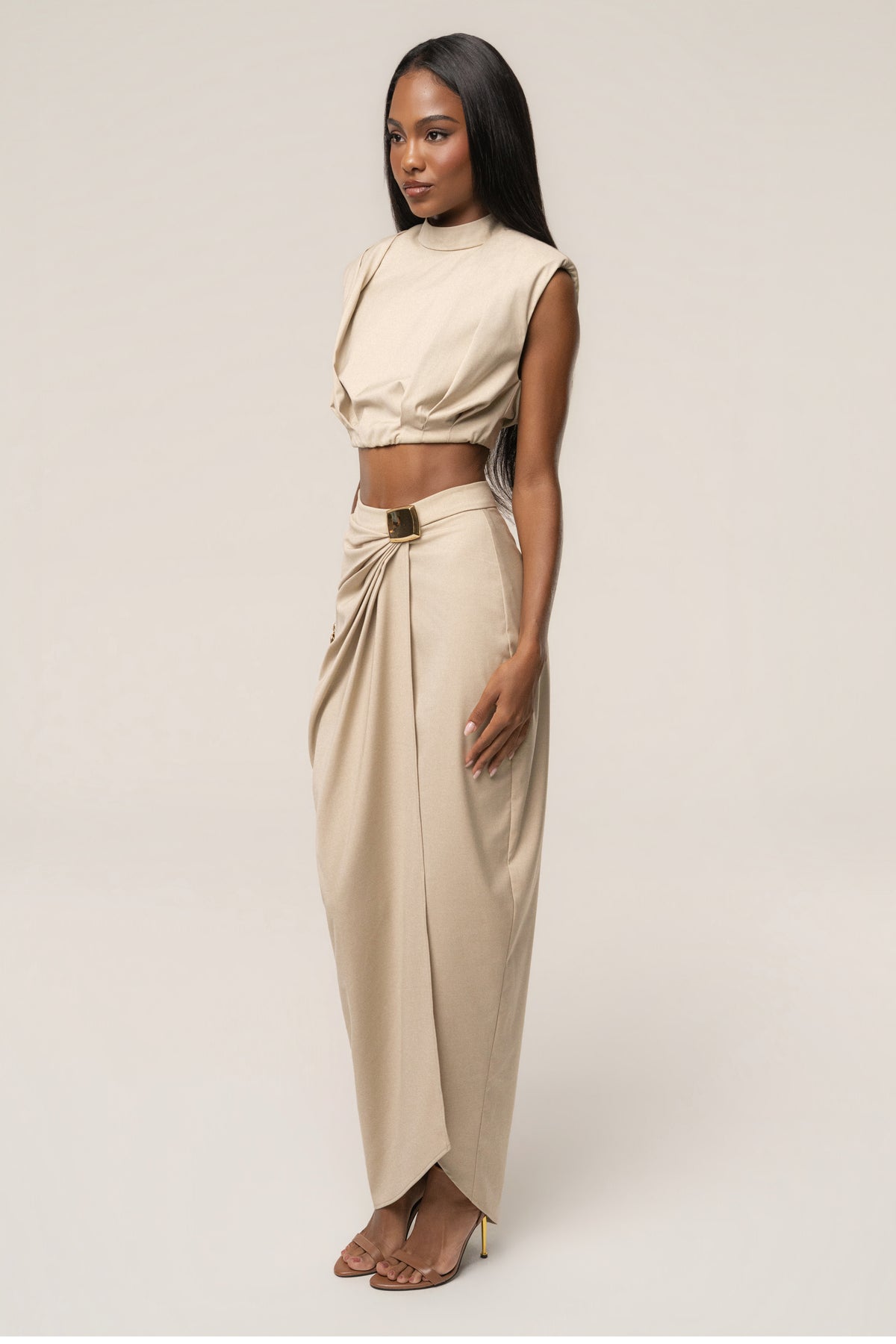 Stone Inner Glow Slit Skirt