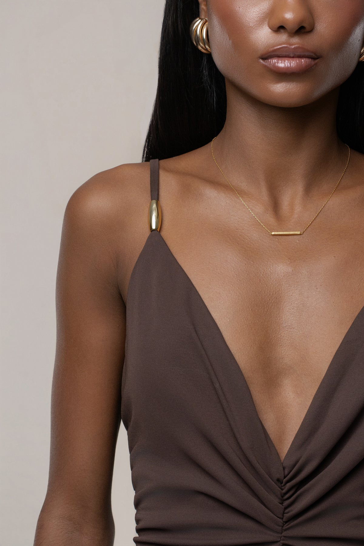 Brown Unforgettable Plunge Maxi Dress - JLUXLABEL