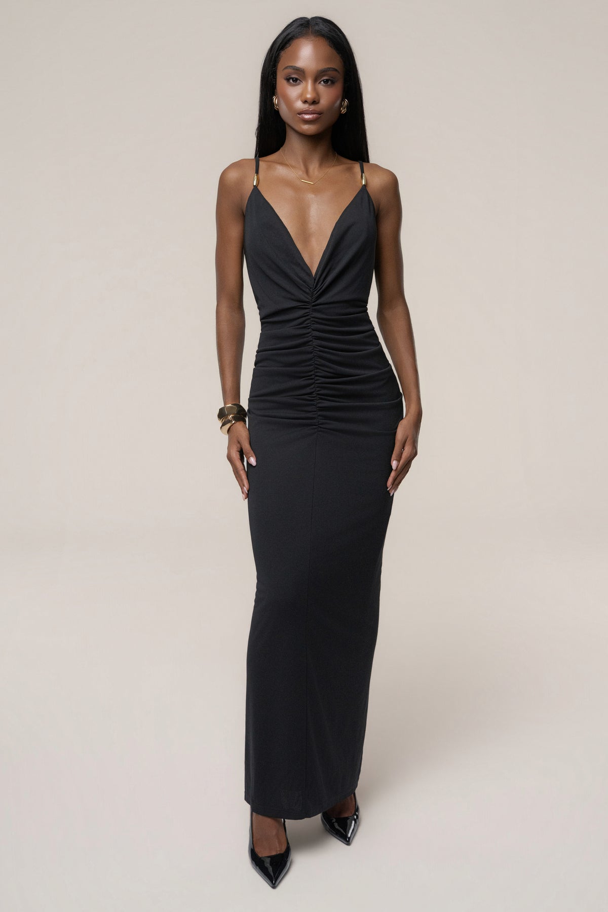 Black Unforgettable Plunge Maxi Dress - JLUXLABEL