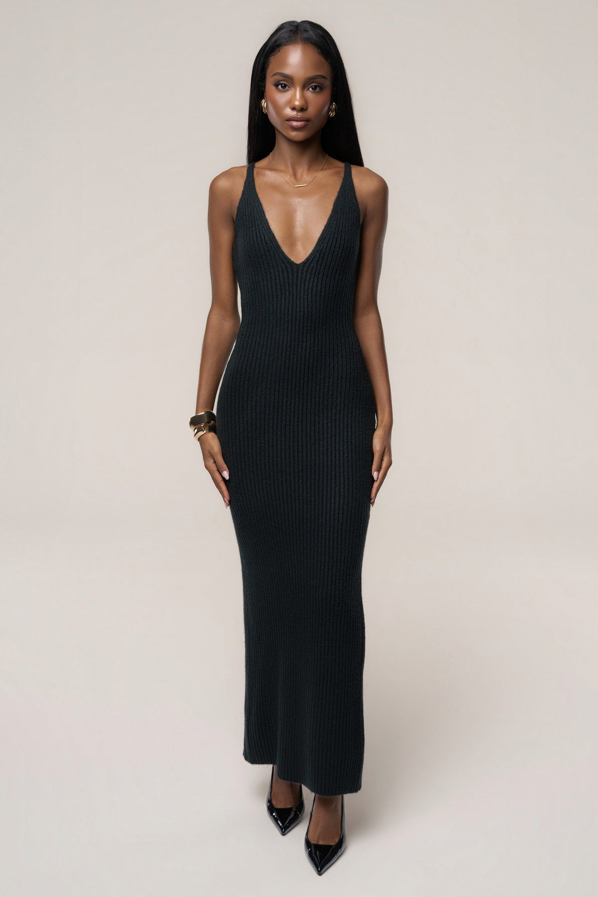 Black Weekend Away Knit Maxi Dress - JLUXLABEL