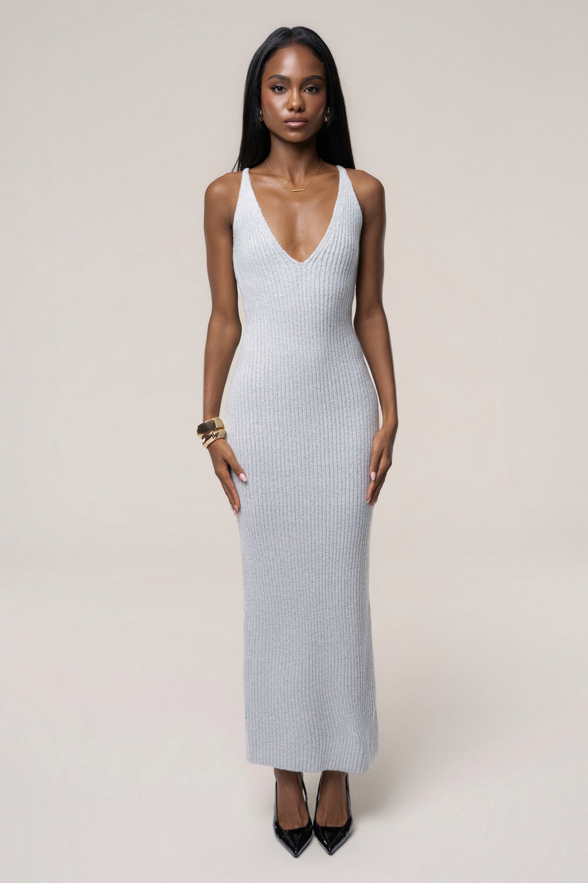 Heather Grey Weekend Away Knit Maxi Dress - JLUXLABEL