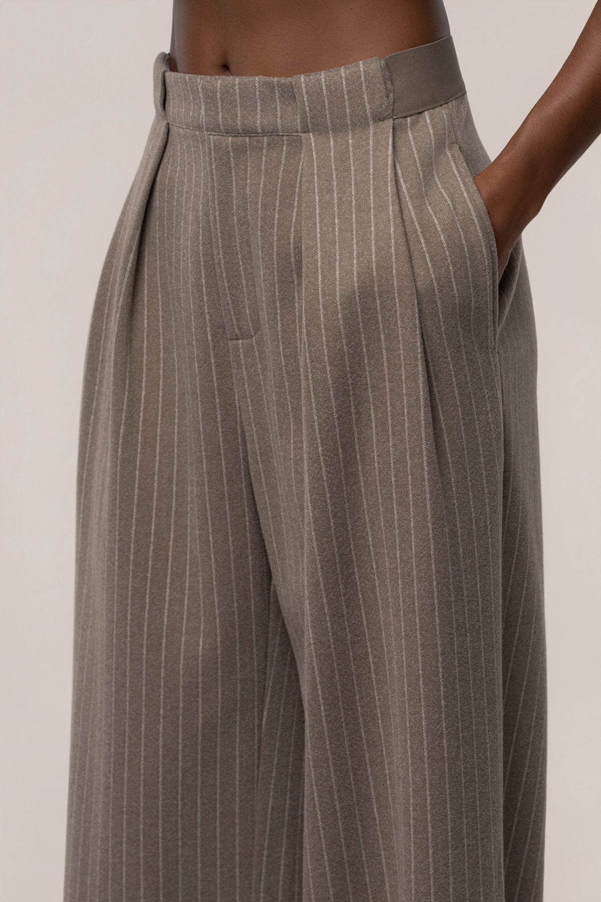 Taupe/Ivory Outline Pinstripe Trouser