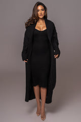 Black Daria Sweater Knit Dress - JLUXLABEL