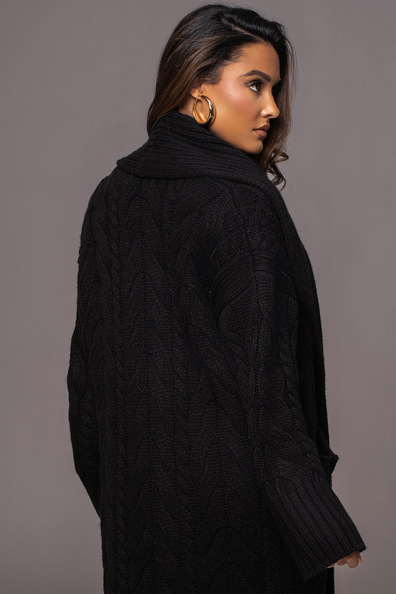 Black Upstate Cable Knit Cardigan - JLUXLABEL