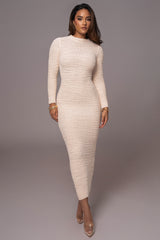 Cream Autumn Knit Maxi Dress - JLUXLABEL