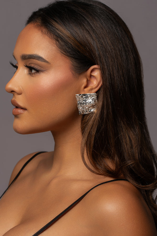 Silver Karol Textured Earrings - JLUXLABEL