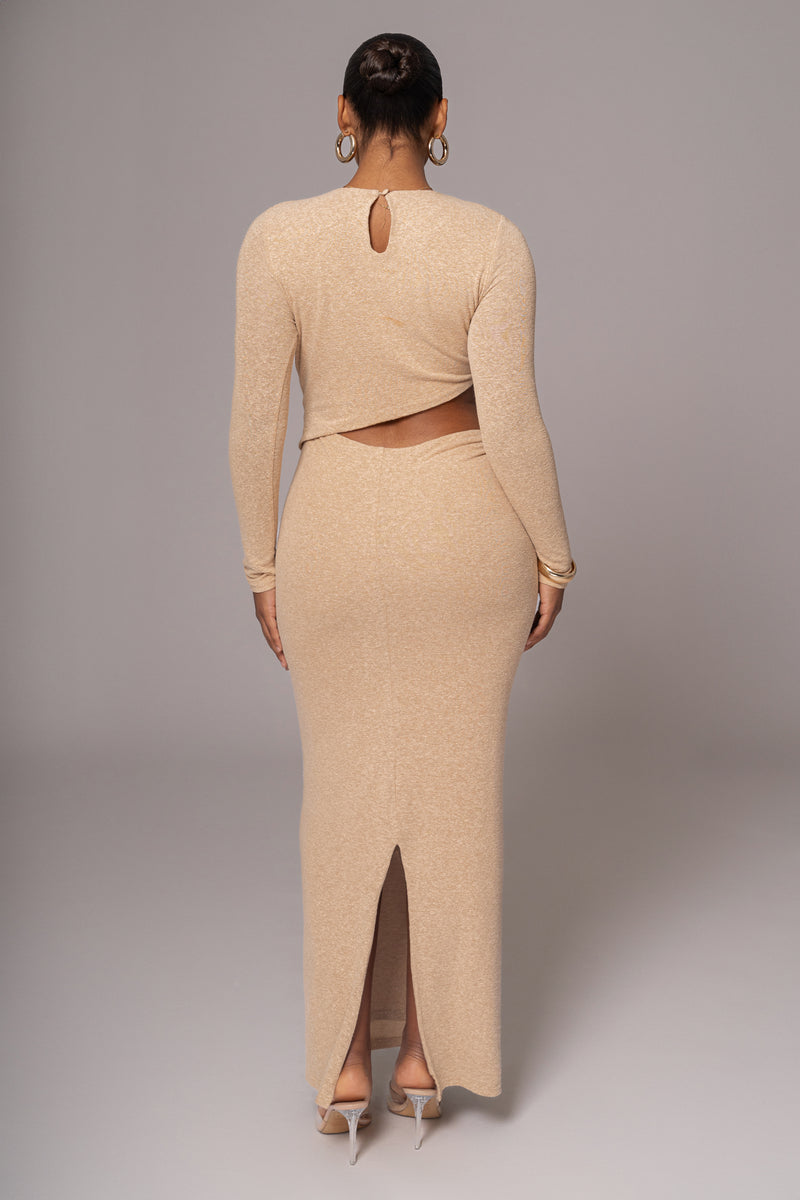 Beige Summer Romance Cutout Dress