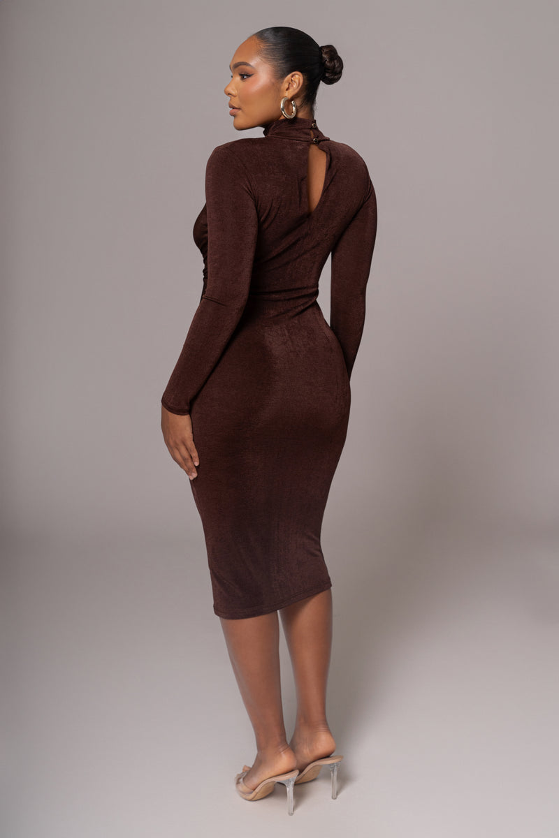 Chocolate Kara Mock Neck Dress