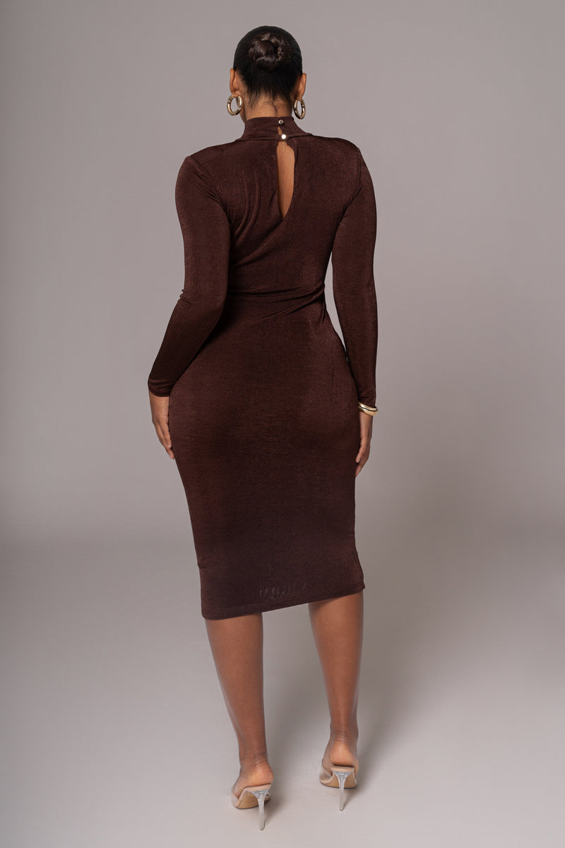 Chocolate Kara Mock Neck Dress