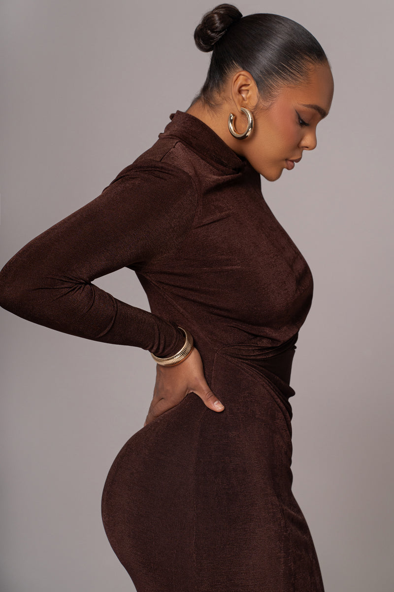 Chocolate Kara Mock Neck Dress