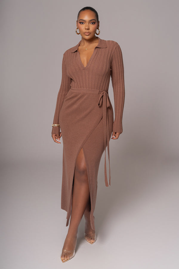 Chocolate Emma Knit Maxi Dress