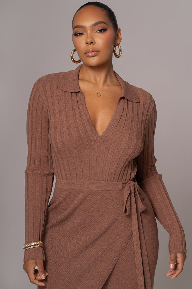 Chocolate Emma Knit Maxi Dress