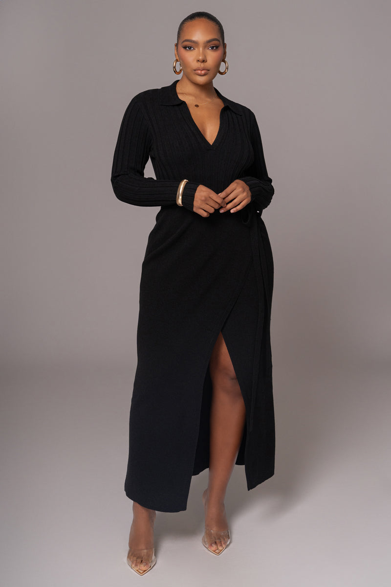 Robe maxi en tricot noire Emma